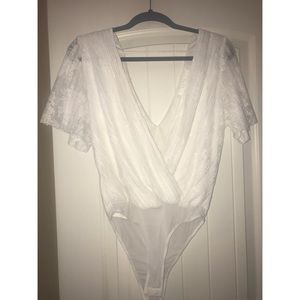 White lace body suit